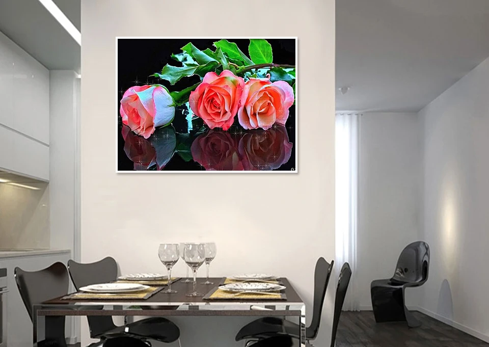 H2277 Huacan Diamond Embroidery Flower 5D Diamond Mosaic Cross Stitch Rose Crystal Rhinestones Full Square Set Unfinish Decorative DIY