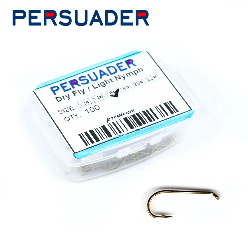 PERSUADER 100 шт./кор. мухобойка сухая Муха Крючки светильник Нимфы крючки вниз глаз 12#14#16#18#20#22# колючие Маленькие крючки для ловли нахлыстом