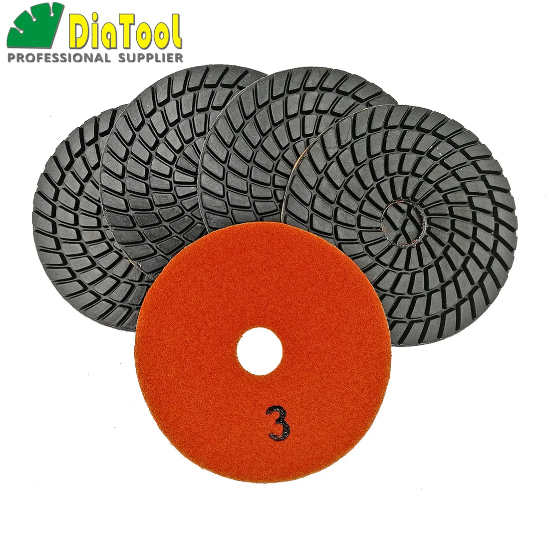 SHDIATOOL 5pcs 4 inch Five Step Diamond Polishing Pads Wet Diameter 100mm Resin Bond Sanding Disc Premium high quality For stone