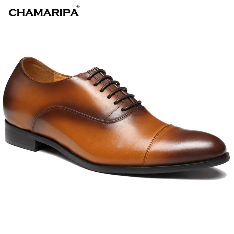 CHAMARIPA Increase Height 7cm/2.76 inch Elevator Shoe Men Dress Shoes Height Increasing Gentlemen Shoes