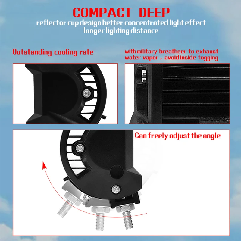 FLYCAR 4/6/15 дюймов 60 W/120 w/300 w светодиодный рабочий светильник бар комбинированного луча дальнего света Противотуманные светильник внедорожный светодиодный светильник s бар для Jeep SUV грузовик