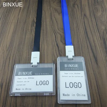

BINXUE Cover card,identification tag Double sided transparent Acrylic material ID Holder,The rope is 1.5cm wide employee's card