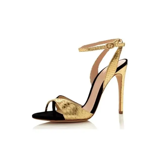 

New Style Women Gold Silver Sexy Peep Toe Ankle Buckle Strap Sandals Summer Mixed Color Super High Heel Dress Shoes Free Ship