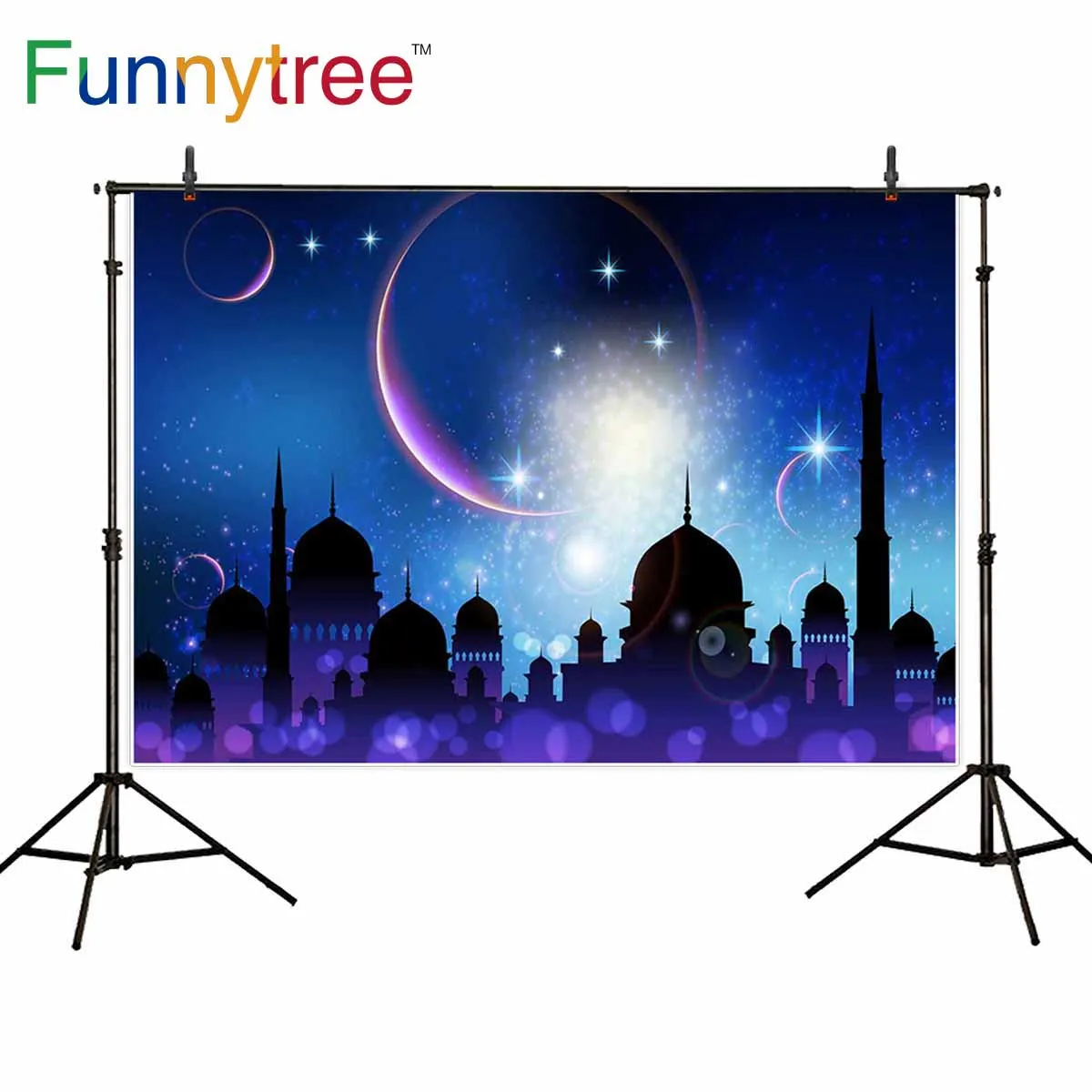 Фон Funnytree для фотостудии Ид аль-Фитр Мубарак ночное небо боке Арабская