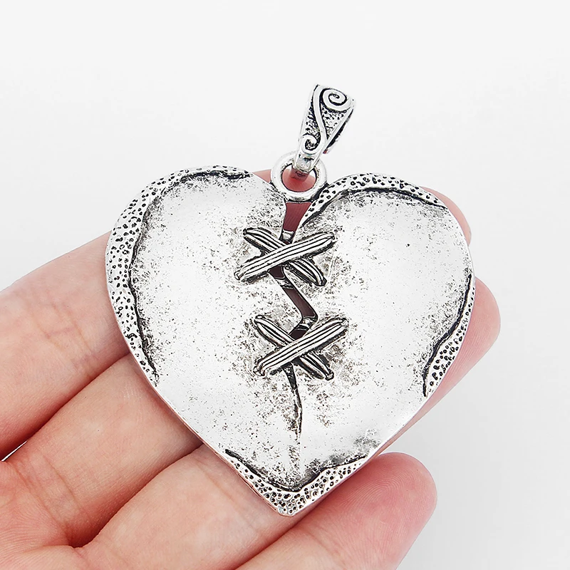 2pcs Large Heart Clothing Buckle Shaped Charms Injured Pendants For Necklace Jewelry Making Finding 57x55mm | Украшения и