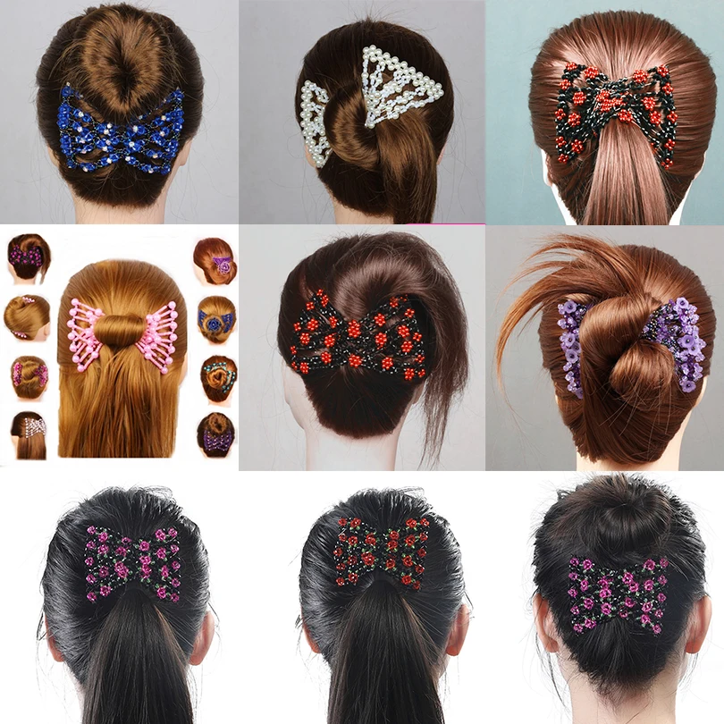 Fashion Professional Hair Comb Ladies Magic Beads Elasticity Double Bead  String Clamp Stretchy Acces Valentine's Day P# Dropship - Hair Clip -  AliExpress