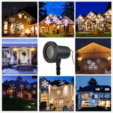 Waterproof Moving Snow Laser Projector Lamps Snowflake LED Stage Light For Christmas New year Party Light Garden Lamp