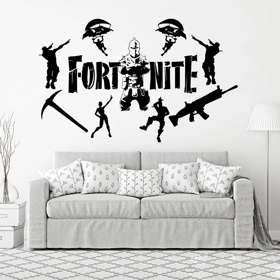 

Modern Room Wall sticker of Cool game figures guns paratroops kids wall decal vinyl home decor