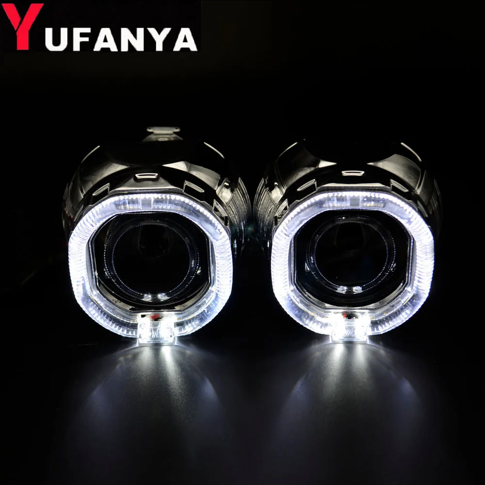 

2.5 inch mini car bi xenon projector lens with DRL square day running white angel eyes shrouds car assembly kit for headlight