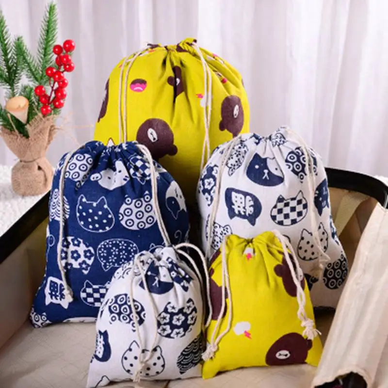 

Cartoon Animal Bear Canvas Travel Cosmetic Bag Drawstring Make Up Case Organizer Storage Makeup Pouch Toiletry Beauty Wash Kit