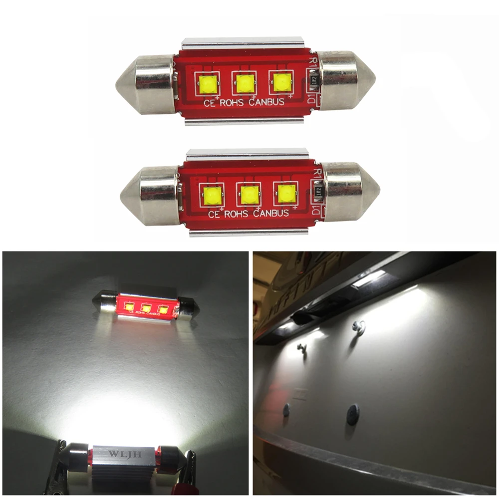 Wljh 2x Festoon Canbus 36mm Led Dome Light De3425 C5w Led Bulb Auto Car