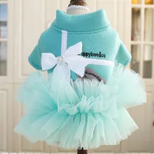 Spring Autumn Pet dog dresses for small dogs Bowknot tutu dress for dogs Cat Pet clothing teddy poodle clothes for dog