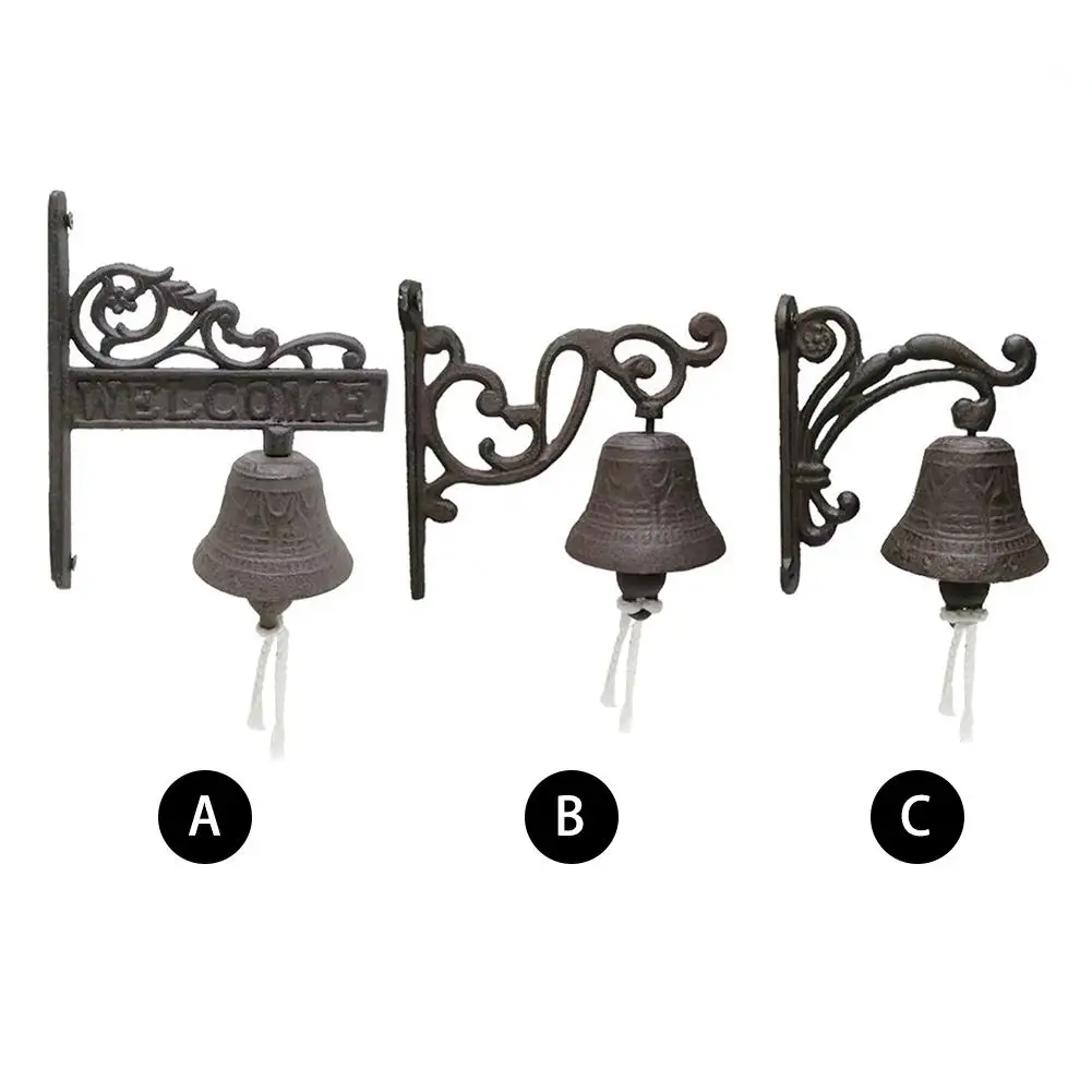 

Vintage brown metal iron doorbell wall hanging welcome casting wireless doorbell balcony garden decoration