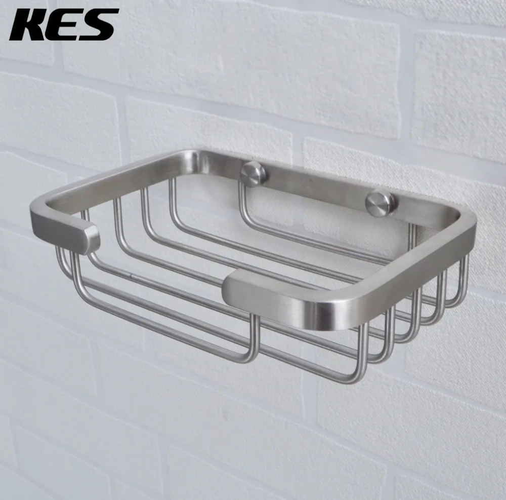 

KES SOLID SUS 304 Stainless Steel Bathroom Soap Basket Wall Mount Modern Square Style Brushed Finishes, BSH200-2