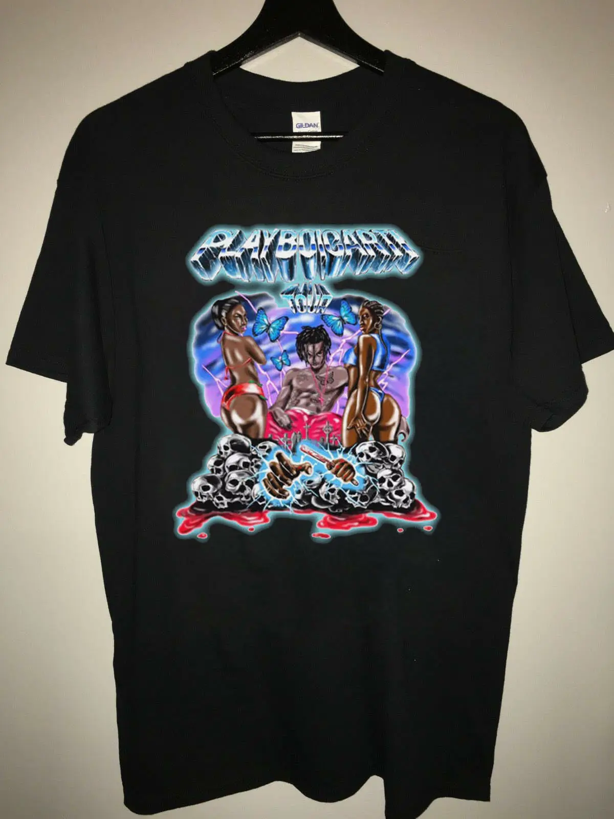 Мужская футболка с короткими рукавами Playboi Carti Tour Magnolia Rap в стиле хип-хоп хлопковые