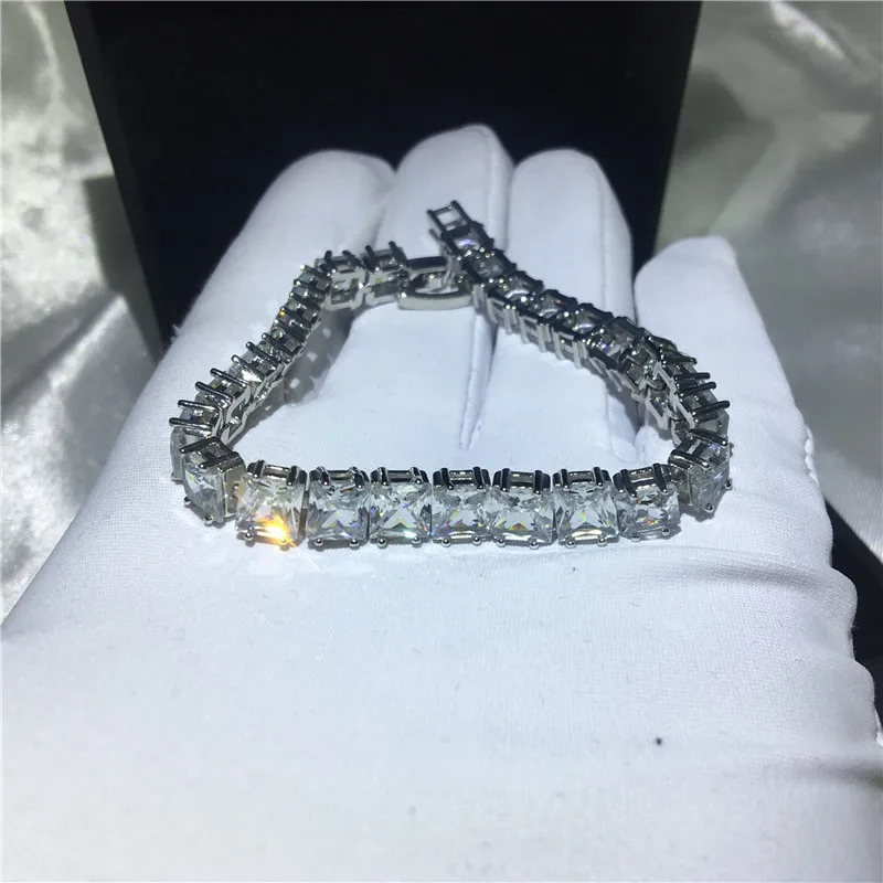 Choucong очаровательные женские браслеты из белого золота с огранкой принцессы AAAAA Циркон cz серебряный цвет браслет для Модные женские украшения