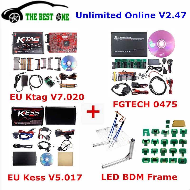 SW V2.47 EU Kess V5.017 Ktag V7.020 онлайн неограниченная Версия EU 0475 Fgtech Galletto 4 V54 светодиодный BDM Рамка полный набор ЭКЮ программист