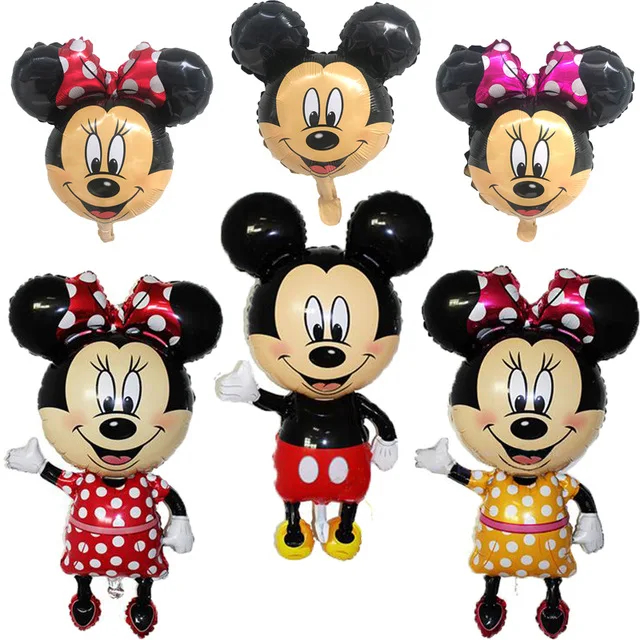 

KUAWANLE 1PCS Mickey Minnie Mouse Foil Balloon Happy Birthday Party Decoration Mini Mickey Head Medium Mickey Head Balloon Toys