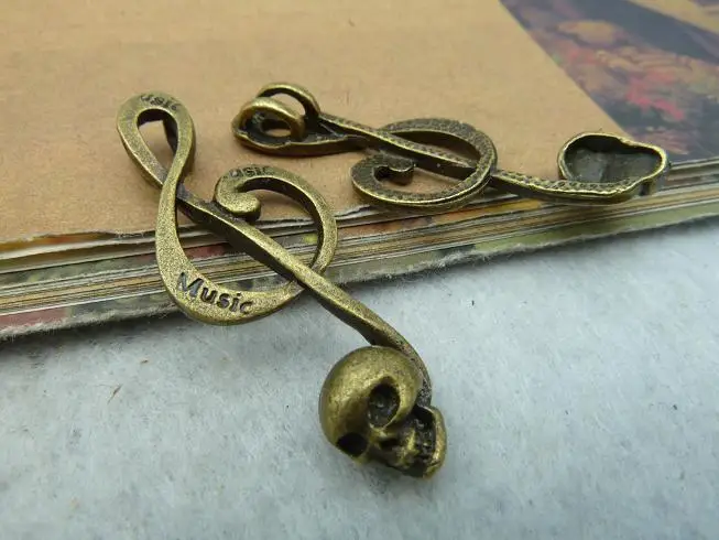 10pcs wholesale accessories Antique Bronze Music Note Skull Charm DIY Jewelry Making Pendant Findings | Украшения и аксессуары