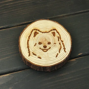 

Rustic Wooden Coaster, Pomeranian Coaster, Tree Slice Dog Coaster, Kitchen Decor, Pomeranian Gift, Best gift for Dog lover