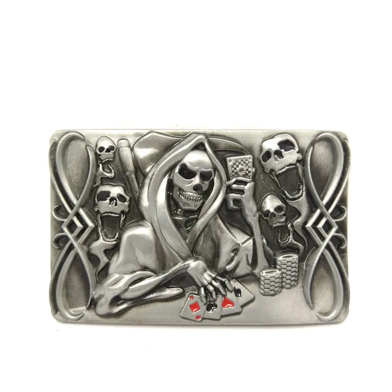 

Belts accessories Grim reaper Skeleton Skull Sickle death belt buckle metal Mens BIg buckle retail Custom belt Clip