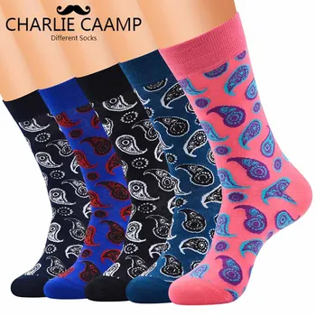 

CHARLIE CAAMP New HOT Fashion Man Ethnic Style Sweat-absorbent Breathable Series Men Trend Hip-hop Creative Cotton Socks F236