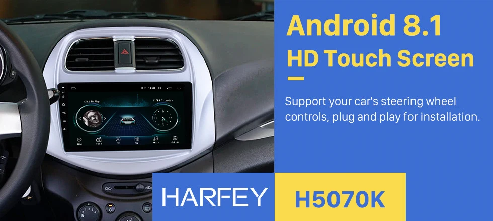Discount Harfey for Chevy Chevrolet SPARK 2018 Android 8.1 9" Bluetooth GPS Navi auto radio with AUX WIFI SWC Rearview Camera DVR OBD 0