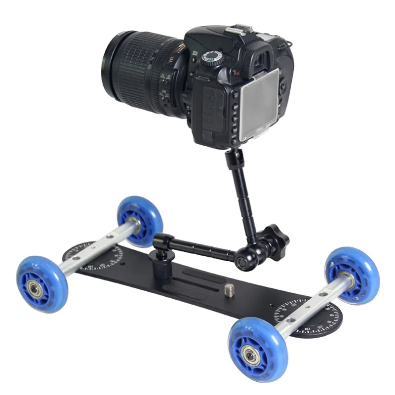 PULUZ YLG0105A Mini Scaled Camera Dolly Track Car Magic Arm Table Mobile Rolling Slider for Canon / Nikon Cameras / DSLR Camera