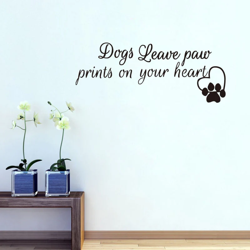 DCTOP Dogs Leave Paw Fashion Wall Sticker Prints On Your Heart Quotes Home Decor Art Decals Removable Vinyl Stickers | Дом и сад