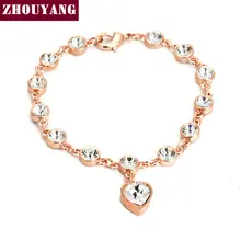 ZHOUYANG высокое качество сердце розовое золото цвет браслет ювелирные изделия Австрийские кристаллы ZYH057 ZYH062
