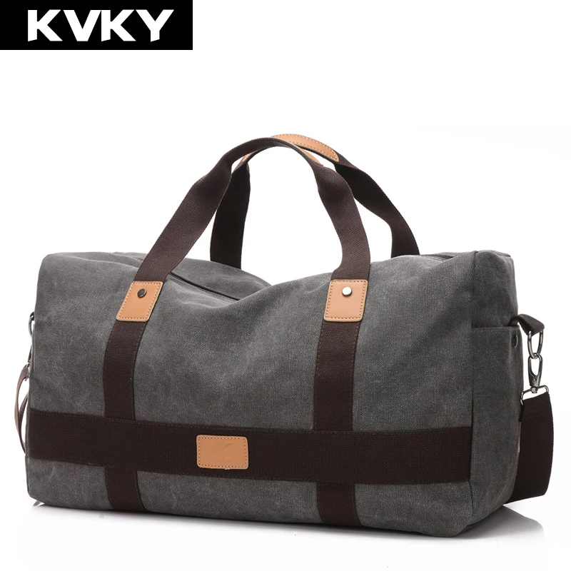 

KVKY New Vintage Men Canvas handbag High Quality Travel Bags Large Capacity Women Luggage Travel Duffle Bags Folding Bag bolsas