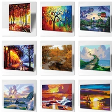 Установка солнце номер картина маслом настенные картины для столовой холст Пейзаж цифровая живопись без рамки украшение дома