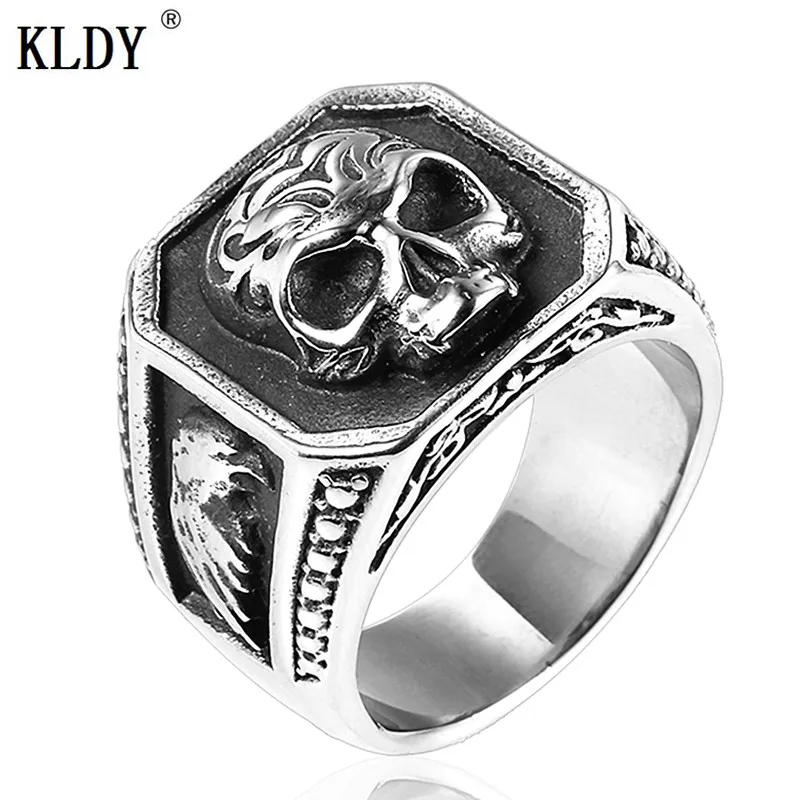 

KLDY Gothic men's ring biker skull ring viking stainless steel eagle male rings men jewelry bague homme Titanium steel drop ship