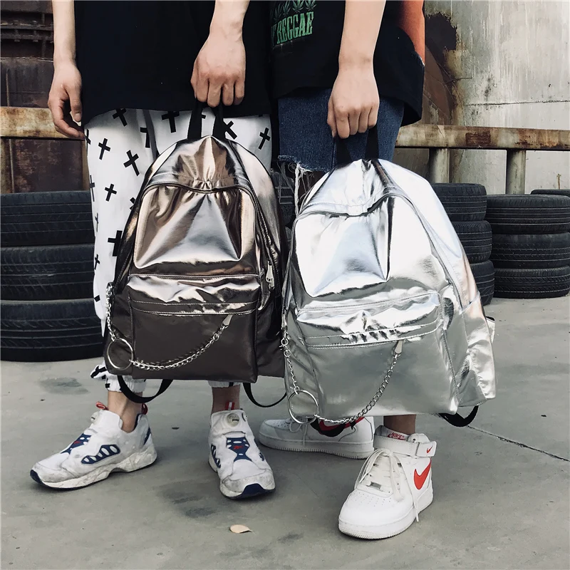 Mochila holograma láser de moda de marca famosa, Mochila holográfica de cuero PU de plata para mujeres, Mochila escolar para colegialas Mochila holograma láser de moda de marca famosa, Mochila holográfica de cuero PU de plata para mujeres, Mochila escolar para colegialas