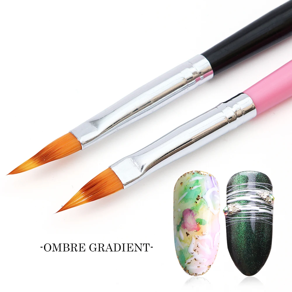 Полная красота Ombre кисть для дизайна ногтей ручка градиентная неровная УФ акриловая гелевая ручка для рисования для маникюра DIY Инструменты для красок ногтей CH882