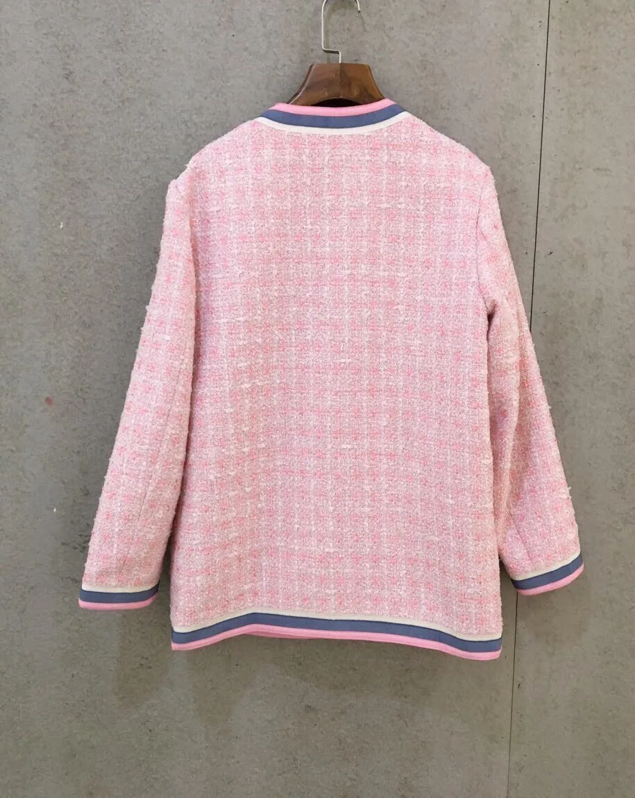 High quality tweed jackets coat women 2019 spring elegant tweed coat G080