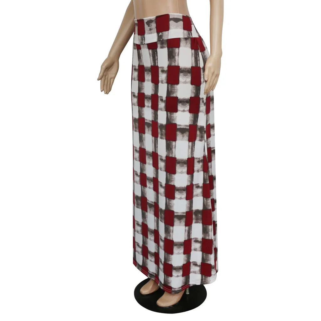 Женская клетчатая летняя с высокой талией юбки клетчатые с принтом sexyкомфортная длинная юбка Mixi Falda Larga* 5