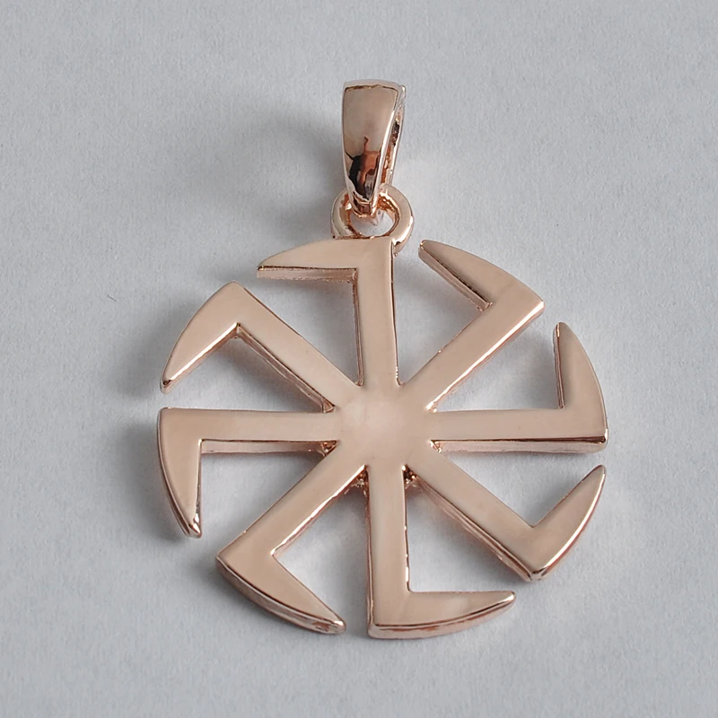 Slavic Gold Kolovrat Necklace Slavic Symbol Pagan Jewelry Collier za