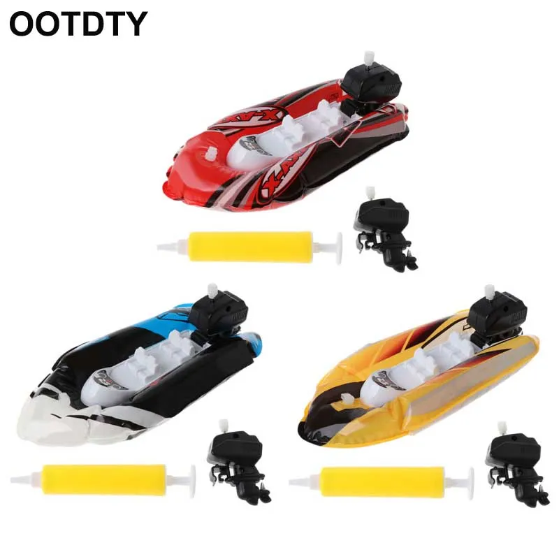 

Baby Toy Kid Clockwork Wind Up Inflatable Boat Ship Play Water Bathroom Bath Toy