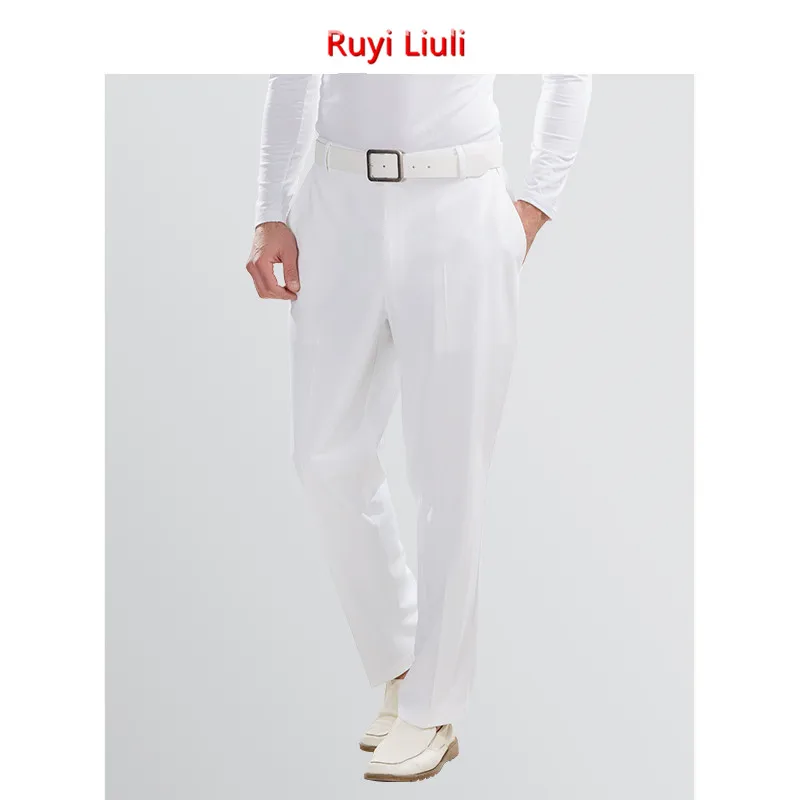 

Ruyi Liuli-Nurse trousers white overalls hospital men and women doctors trousers slimming nurse trousers elastic waist trousers