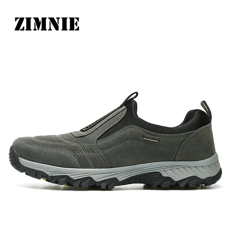 

ZIMNIE Genuine Leather Outdoor Shoes Men Sports Hiking Shoes Trainers Climbing Trekking Shoes Slip On Hiking Shoes Size 39~45