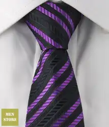 Черный, фиолетовый в полоску Для мужчин жаккардовые тканые стройный узкий 2.5 "галстук 6.5 см галстуки Свадебная вечеринка галстук lt067