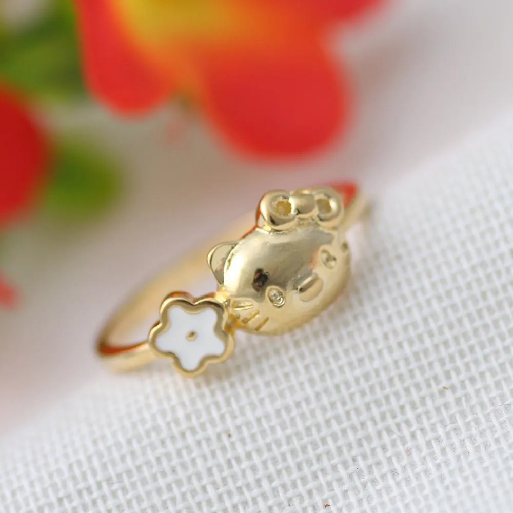 Новое модное кольцо с котом hello kitty, ювелирные изделия KT для девочек, милое мини классическое кольцо с анимированным котом, Золотое кольцо