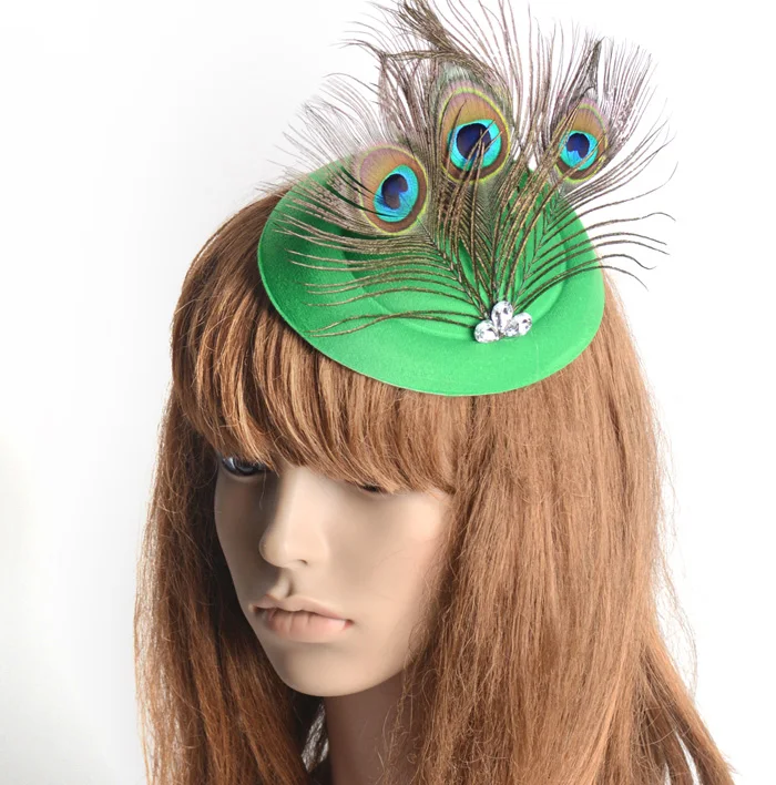 18дизайнерский выбор ручной работы зеленый чародей цветы церковная шляпа-таблетка вуаль для волос клипсы Коктейльные Свадебные вечерние женские заколки - Цвет: 496gn