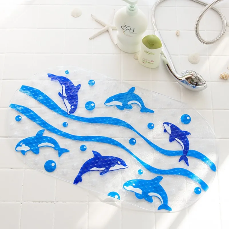Высокое качество мульти-стиль мультфильм животных шаблон ПВХ нескользящий коврик для ванной коврик для душа - Цвет: Dolphin