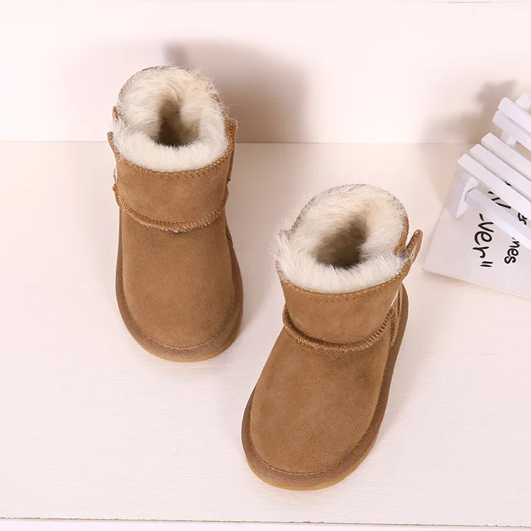 BeckyWalk/Новинка года; зимние ботинки для девочек и мальчиков; теплые ботинки для малышей; детская обувь из натуральной кожи с нескользящим мехом; CSH733