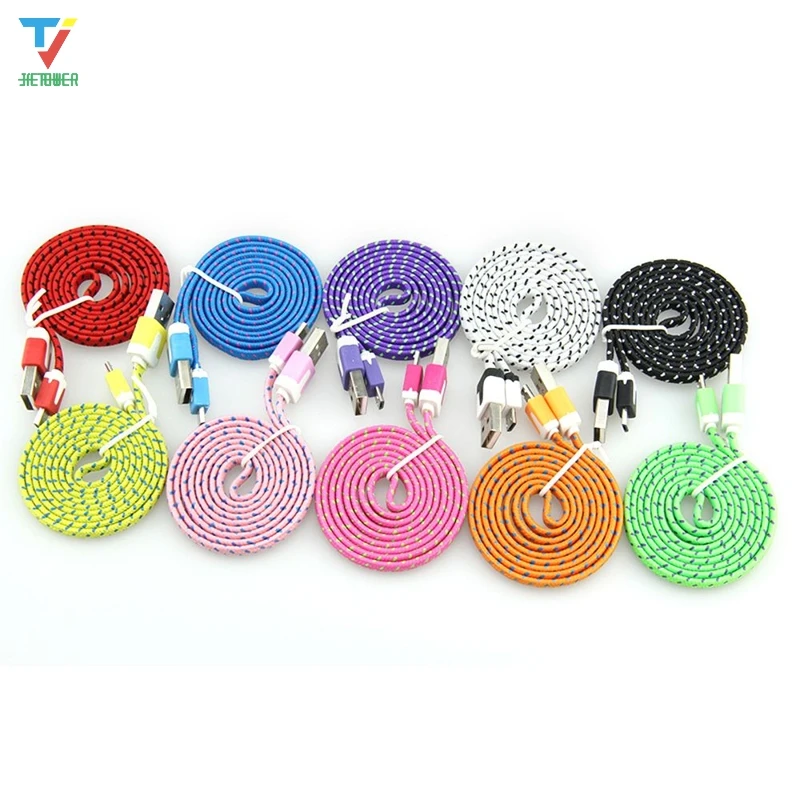 500 개/몫 고품질 usb 데이터 동기화 플랫 꼰 충전기 케이블 코드 와이어 5pin 8pin 유형 c 아이폰 안 드 로이드 전화 1 m/2 m/3 m
