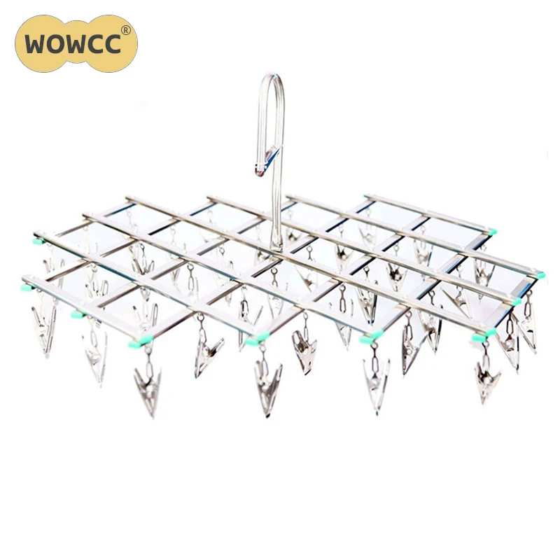 

Windproof Stainless Steel Swivel Clothes Hanger Organizer With 35 Clips For Clothes Underwear Bra Socks Towel Clothespin