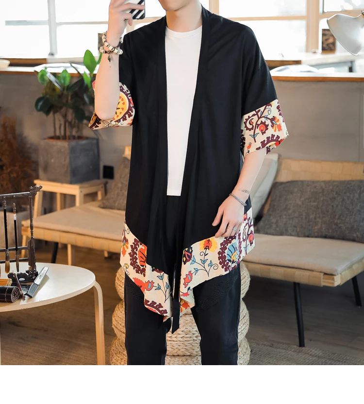 Sinicism Store мужские рубашки с открытым стежком и принтом 2019 мужская Тонкая Повседневная рубашка в китайском стиле летние мужские хлопковые