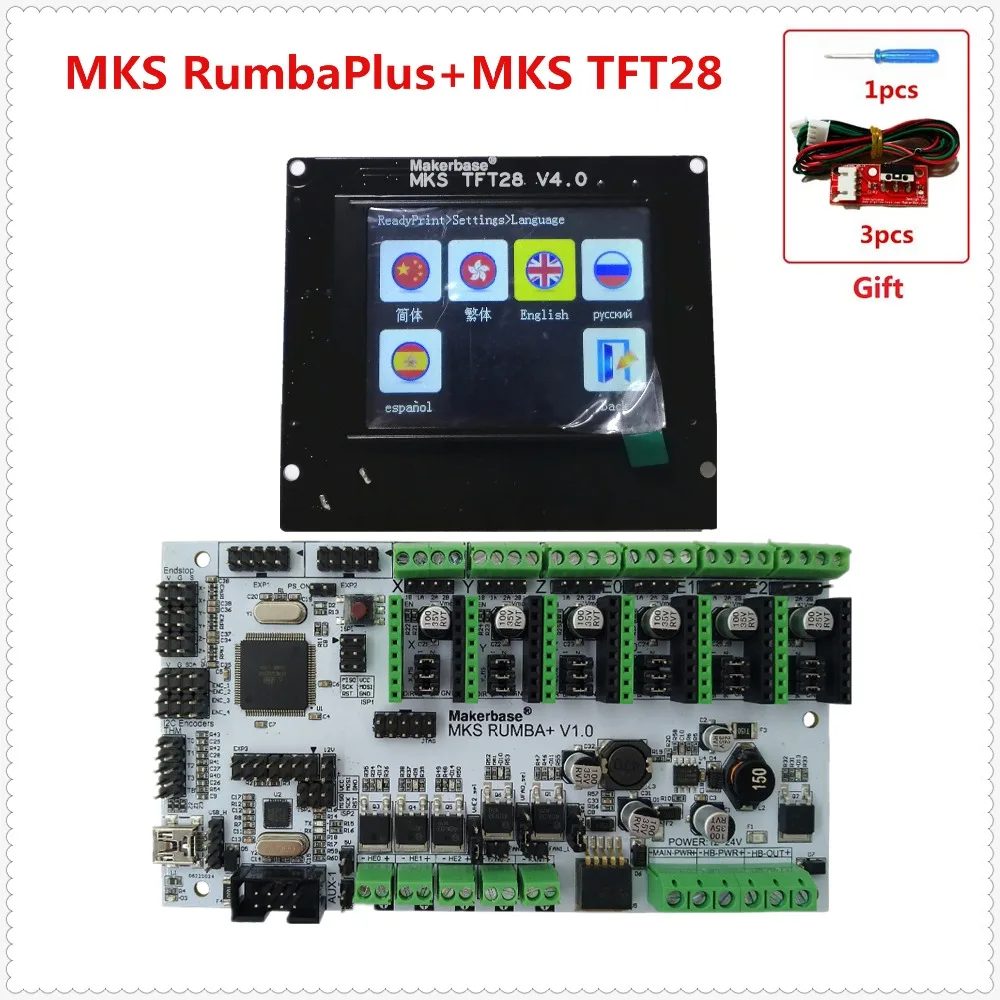 Материнская плата для 3D-принтера MKS Rumba + TFT28 v4.0 сенсорный ЖК-дисплей все в одном